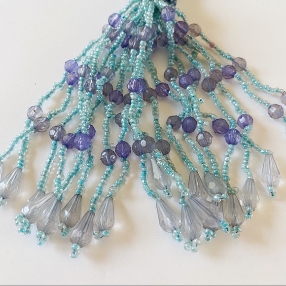 Beaded Napkin Rings Turquoise Blue Set of 4 or curtain tie backs - Picture 3 of 7